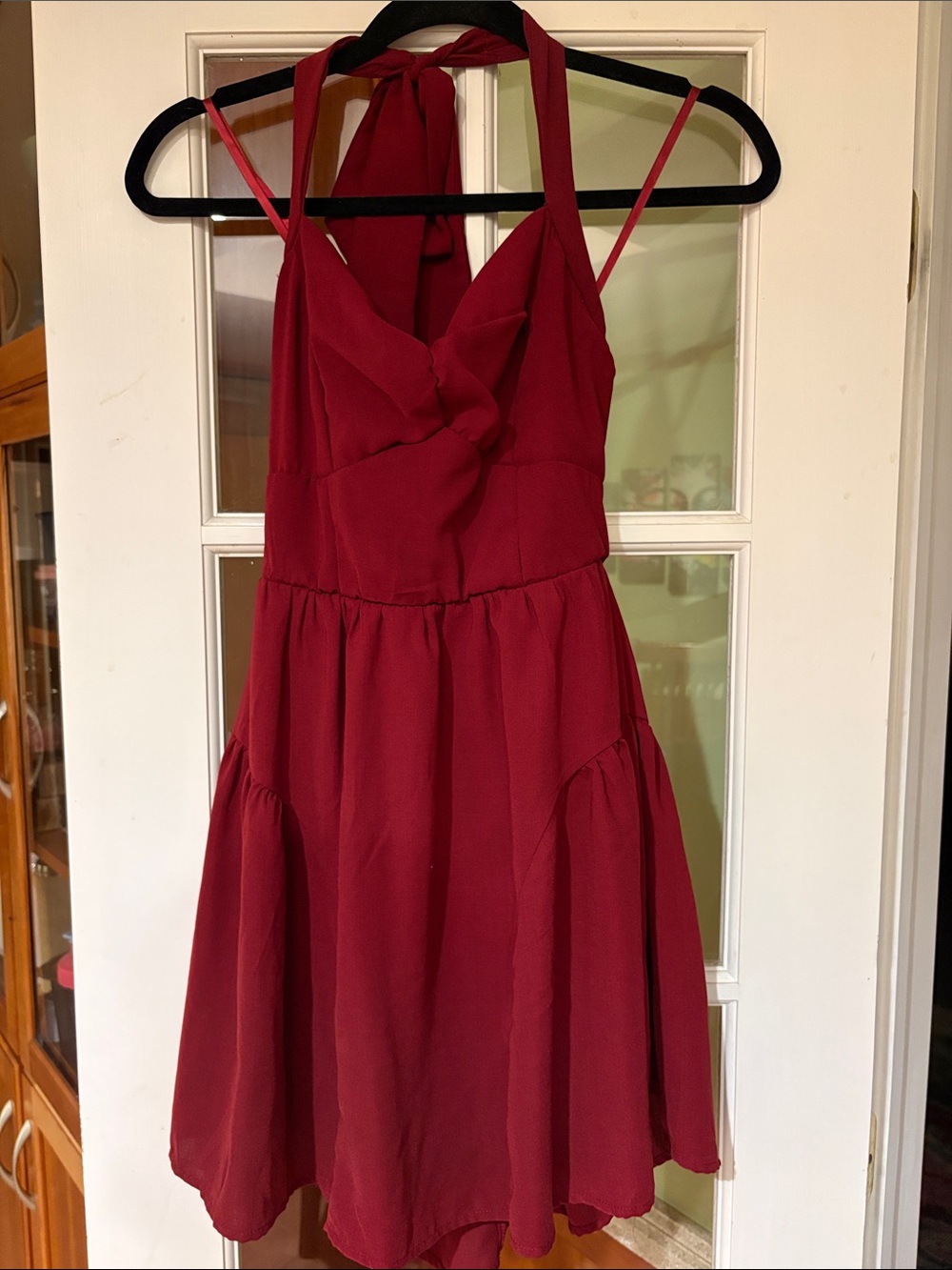 Red Halter Fit-and-Flare Dress